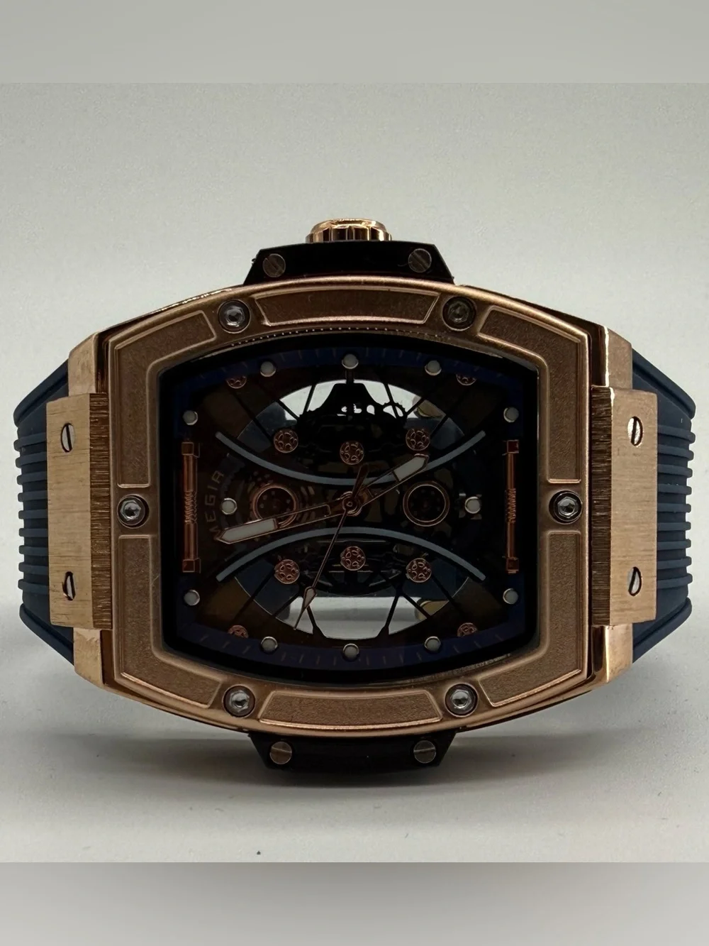 Lucky Fours Summit Midnight Rose MEGIR M8109 Rose Gold Blue Men’s Watch